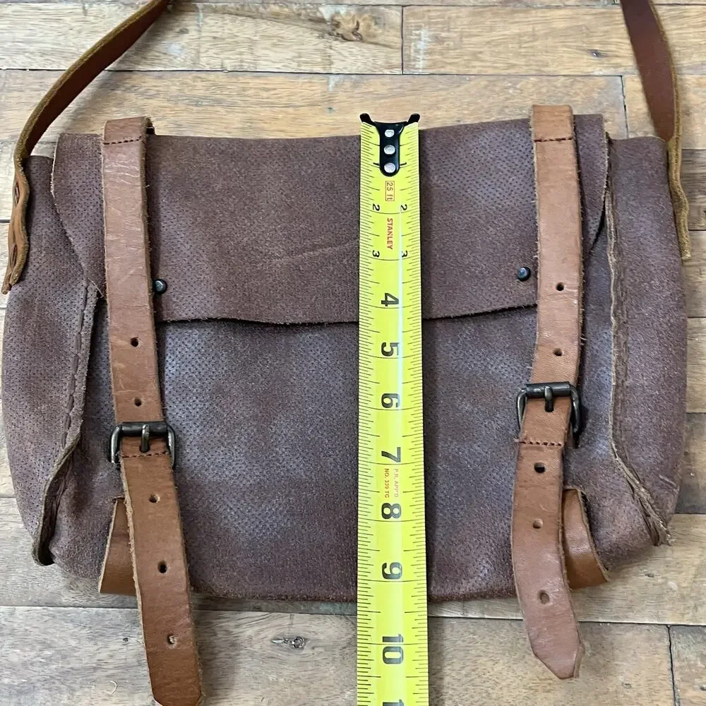 Vintage Style Leather Messenger Bag Handcrafted Adjustable Leather Strap Accent